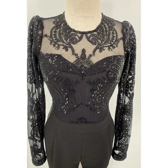 Euc Michael Kors Black Sequin Pantsuit Size 2 - Picture 3 of 7